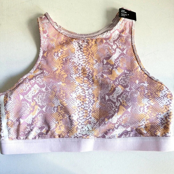 Adidas Aeroready Pink Animal Print Sports Bra Light Support 2XL - Picture 1 of 7